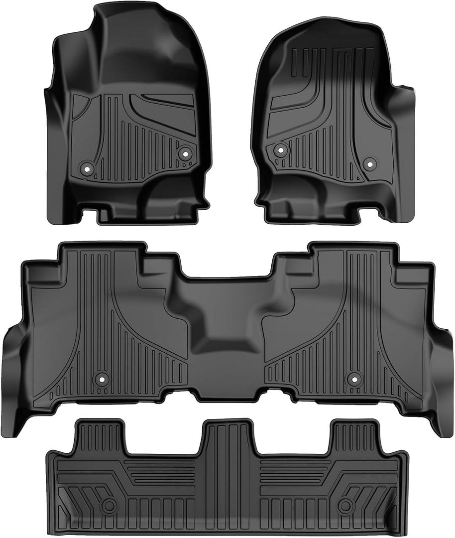 Floor Mats for 2018-2025 2026 Ford Expedition/Expedition Max/Expedition Limited, with 2nd Row Bench Seat, All Weather Protection Mat Includes 1st and 2nd 3rd Row Liner, Black