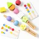 Montessori Wooden Beaded Toy for 3 4 5 Years Old Toddlers, Sorting and Stacking Block, Threading and STEM Preschool Learning Toys, Christmas Birthday Gift for Boys and Girls