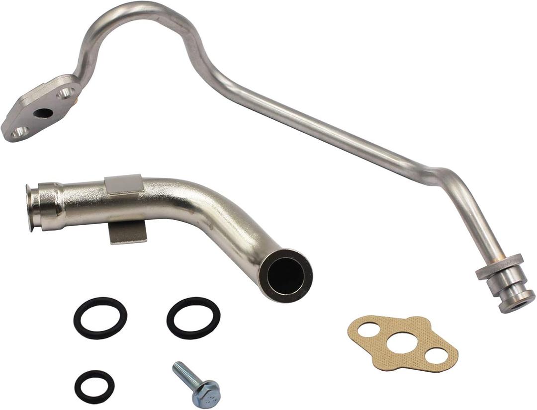 YHB Updated Turbo Feed & Drain Line Tube Compatible With Ford 6.0L F250 F350 F450 F550 904-192 625-210 - Powerstroke Diesel Updated Turbo Supply Feed Line Drain Tube