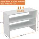 White Shoe Rack Organizer for Closet, 3-Tier Expandable Shoe Shelf, Stackable Iron Wood Combination Shoe Racks Shelves for Closets, Entryway,Small Space,Hallway,Garage,Holds 8-16 Pairs of Shoes