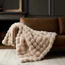 WDCOZY Luxury Bubble Throw Blanket, Faux Fur Mink Plush Throw for Couch, Sofa and Bed, Soft Fluffy Fuzzy Furry Cozy Blanket, Thick and Warm, 60x80 inches, Beige Tan Taupe Camel, 950 GSM