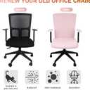 Tallew 4 Pieces Office Chair Covers Set Computer Universal Protective Stretchable Chair Seat Covers Desk Armrest Slipcovers Pads Office Cushion Backrest for Rotating (Polyester, Pale Pink)