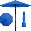 PatioKingdom Auto-Tilt 9FT Patio Umbrella Outdoor with 8 Sturdy Fiberglass Ribs,Market Table Umbrella for Pool,Backyard,Deck and Garden,Royal Blue