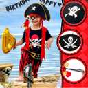 M&G House Halloween Pirate Hats Caribbean Black Pirate Cap Pirate Accessories Funny Party Hat Fancy Dress Adult Kid (Black Bonnet Parrot)