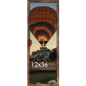 12x36 Picture Frame, Classic Brown 12 x 36 Panoramic Poster Frame for Horizontal or Vertical Wall Mounting, 1 Pack