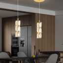 ykolupty Pendant Lights Kitchen Island Single Head Gold Crystal Island Lights Dining Foyer Entrance Modern Chandeliers LED Dimmable 2700-6000K