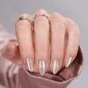 BTArtbox Press On Nails Almond - Soft Gel Fake Nail with Nail Glue, Reusable Opaque Short Stick On Nails in 16 Sizes Nail Kit for Gift Idea, Aurora Cat Eye