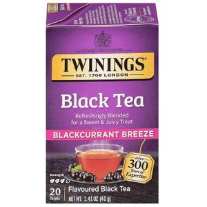 Twinings of London Premium Blackcurrant Breeze Black Tea, Strong and Distinctive Black Tea, Sweet and Tangy Black Currant Tea Taste, 20 Tea Bags (EXP 06/05/28)
