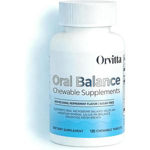 Orvitta Oral pH Balance Chewable Tablets, Breath Lab Oral Probiotic Sugar-Free, Refreshing Mint Flavor - Supports Oral microbiota, Saliva pH Balance, and Fresh Breath 120 Tablets