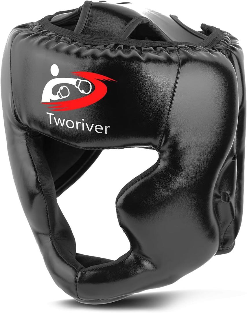 Boxing Headgear 1 Pack, Adjustable Boxing Head Gear Helmet for Adult Men & Kids, Closed-Type Safe, for MMA Sparring, Muay Thai, Kickboxing Training Gear, Strong Grip (Black)