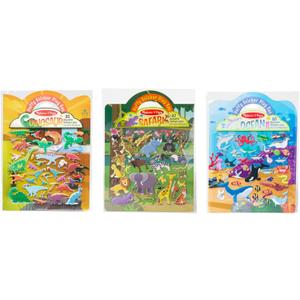 Melissa & Doug Puffy Sticker Activity Books Set of 3  Safari, Dinosaur & Ocean, with 118 Reusable Puffy Stickers and Fold-Out Scenes, Mess Free Play Set & Travel Toys for Kids Ages 4+ - FSC Certified