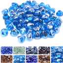 GasSaf 20-Pound 1 inch Diamonds Fire Glass for Gas or Propane Fire Pit Fireplace & Landscaping (Caribbean Blue Luster)