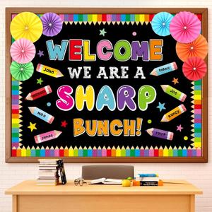 3D Pencil Welcome Back to School Bulletin Board Decorations Set for Classroom Cutouts Back to School Colorful Paint Theme Bulletin Board Borders Letters Kindergarten Preschool Classroom Decor