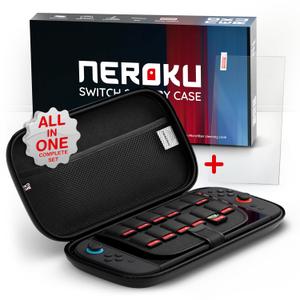 Neroku Durable Travel Case for Nintendo Switch 2 [Model 2025] I Hard Shell Carrying Switch 2 Case with 12 Game Card Slots, Screen Protector I Black EVA Protective Cover