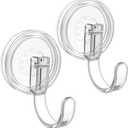 Clear Wreath Hanger, 22 LB Strong Suction Cup Wreath Hooks, Wreath Door Hanger Fall Halloween Christmas Decorations, Welcome Sign for Front Door Indoor Outdoor, Removable Holder Window Glass, 2 Pack