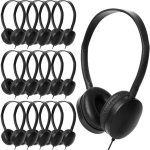 20 Pack Classroom Bulk Kids Headphones for School Classroom Students Kids Children Teen and Adults (Black)