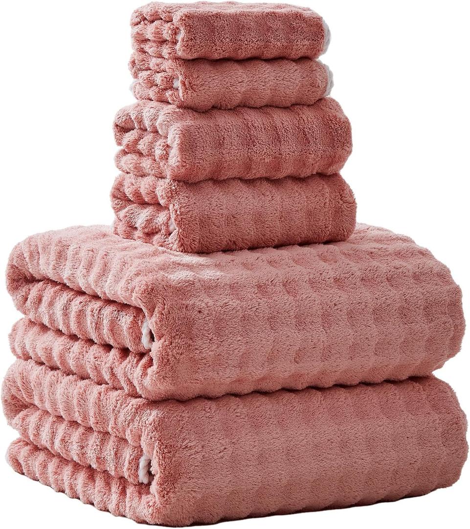 Oversized Bath Towels 40x80 Inches Extra Large Bath Sheets for Adults Thick Super Soft Quick Dry Highly Absobent Microfiber Shower Towels (Pink, 6PCS)