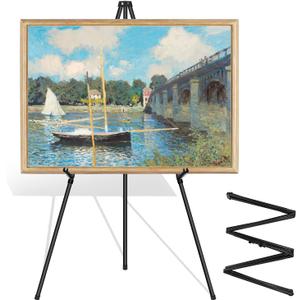 Thickened Easel Stand for Sign 65'' Metal Art Easels for Wedding, Portable Picture Stands for Display, Collapsible Floor Easle Poster Holder, Welcome Sign Stand for Art, Painting, Decor(Black, 1pack)