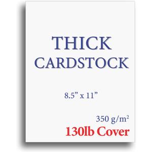 Extra Heavy Duty 130lb Cover Cardstock - Bright White - 350gsm 17pt Thick Paper for Inkjet & Laser Printers - 8-1/2" x 11" - 100 Pack