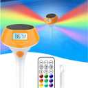 2Pcs Solar Pool Lights for Inground Pool, 22-Color 5-Mode with Backlit Display and Magnetic Charging, Underwater Thermometer Swimming Lighting, Submersible Pool Lights with Remote, Waterproof Design