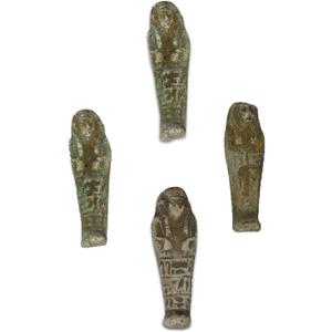 Bonballoon 4 Pcs of Egyptian Shabti Ushabti Shawabti Antique Replica Middle Kingdom Funerary 3D Mummy 2" Figure Statue Collectable Unique Ancient Pharaoh with Hieroglyphics Collectible Sculpture