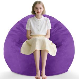 2FT Bean Bag Chair, Comfy Bean Bag Chairs with Memory Foam Filled, Fluffy Beanbag Sofa with Dutch Velvet Cover, Teardrop BeanBag Chairs for Living Room, Playroom - Purple (2FT-28"x28"x22")