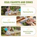 ROBUD Mud Kitchen for Kids Outdoor, Wooden Kids Mud Kitchen with Removable Sink, Planting Cup, Oven, Chalkboard, Utensils & Storage, Green Outdoor Play Kitchen for Ages 3+
