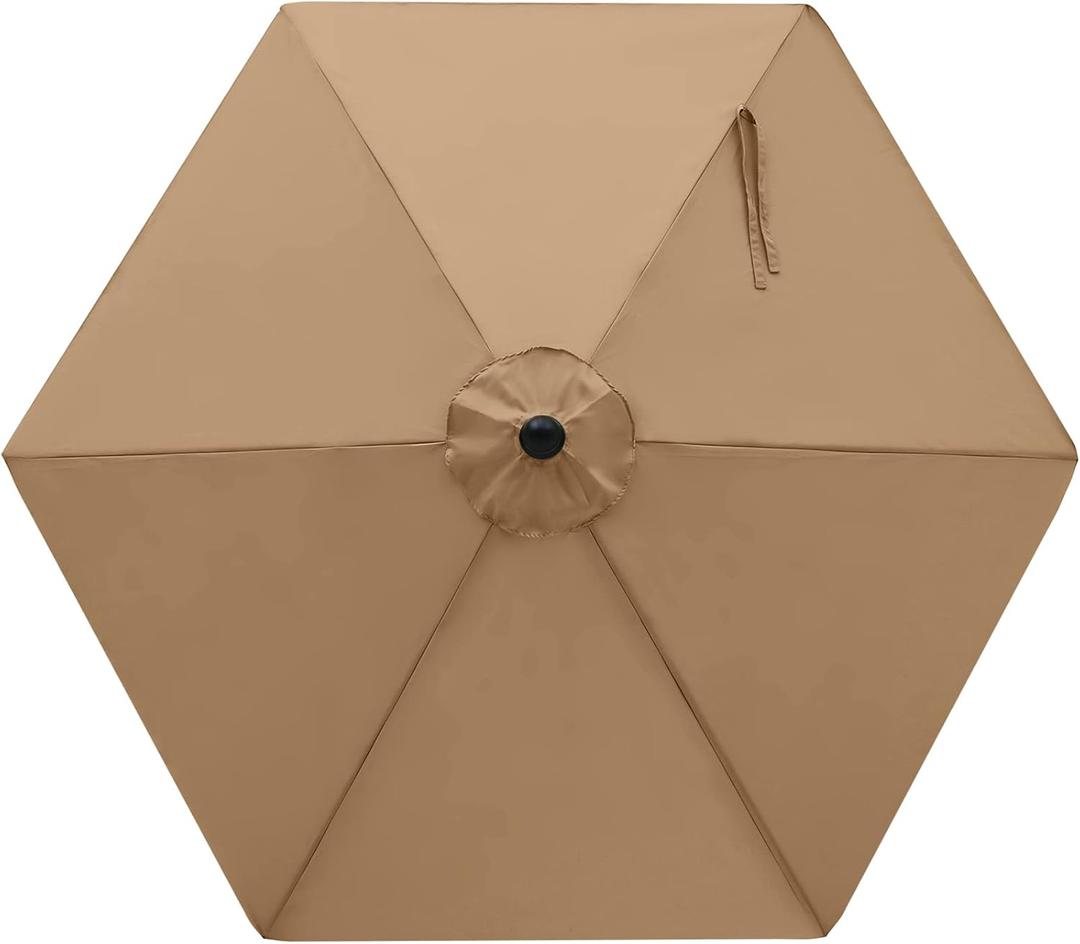 MASTERCANOPY Patio Umbrella 7.5 ft Replacement Canopy for 6 Ribs-Khaki Canopy Only