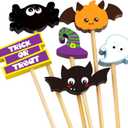 2 x WorldBazaar 120PCS Halloween Cocktail Picks 6 Styles Halloween Skewers Appetizer Food Fruit Toothpicks Charcuterie Skewers Sticks Party Supplies Decorations