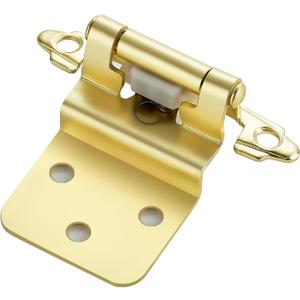 JOYDECOR 60 Pack 30 Pairs 3/8 Inch Overlay Gold Cabinet Hinges Semi-Concealed Face Mount Hinges for Cupboards Self-Closing Decorative Door Hardware