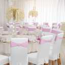 Spandex Chair Sashes Bows - Babenest 50PCS Premium Stretch Chair Cover Band with Buckle Slider Universal Elastic Chair Ties for Wedding Party Ceremony Reception Banquet Decoration (Pink)