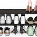 Furinno Fano Shoe Rack, 24-Inch Width Shoe Organizer, Stackable, Black Oak
