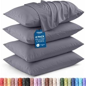 Utopia Bedding King Pillow Cases - 4 Pack - Envelope Closure - Soft Brushed Microfiber Fabric - Shrinkage and Fade Resistant Pillow Covers King Size 20 X 40 Inches (King, Grey)
