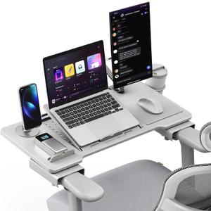 Newtral Home Office Laptop Desk for Office Chair, Adjustable Portable Laptop Table Tray with Wrist Rest, Mouse Pad and Cup Holder, Laptop Stand for Working, Writing and Gaming - Home Office Essentials