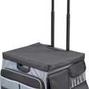 Mobile Folding Utility Cart with Canvas Storage Organizer Bag, Rolling Cart, Black/Grey