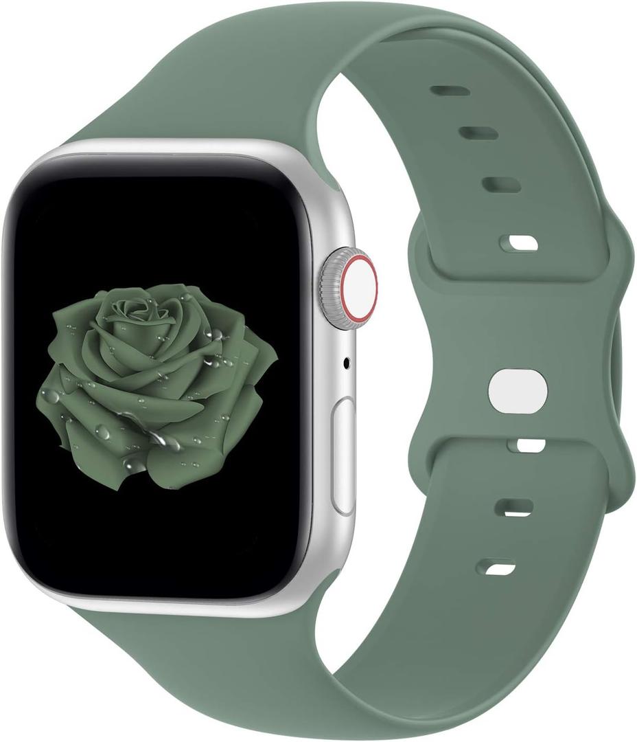 Bandiction Compatible with Apple Watch Series 3 38mm Series 5 40mm iWatch Bands 38mm 40mm 41mm, Soft Silicone Sport Replacement Strap Compatible for iWatch SE 3 Series 11 10 9 8 7 6 5 4 3 2 1 Ultra 3 (Pine Green)