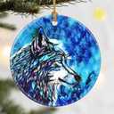 2 x Christmas Ornaments, Dodosky 2.8in Ceramic Wolf Ornament, Xmas Decor, Christmas Tree Ornaments, Xmas Decorations for Tree, Holiday Ornament, Gifts for Wolf Lovers, Gifts for Women Men