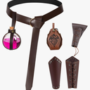 Halloween Renaissance Accessories 5Pcs Medieval Belt Pouch Cork Potion Bottle Leather Bracers Sword Pouch Halloween Knight Costume