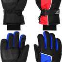 SATINIOR 2 Pairs Kids Waterproof Winter Snow Gloves Ski Gloves for Boy Girl Outdoor Warm Thickening Snowboar