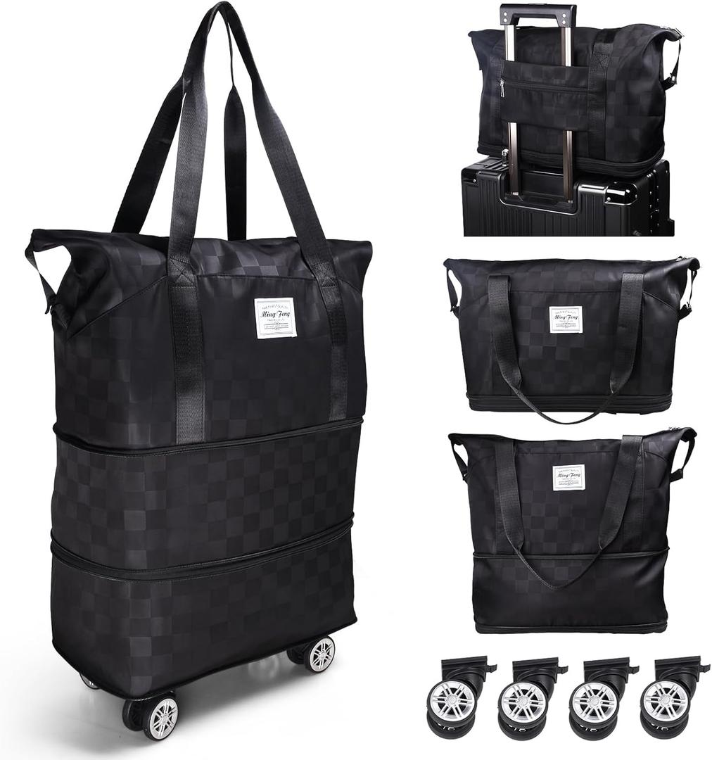 Suitcases With Wheels Expandable Foldable Luggage Bag, Detachable Rolling Duffle Bag With Wheels Carry-On Large Duffel Bag, Collapsible Rolling Travel Bag For Men Women Travel Or Business