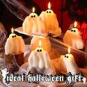2 x 6 Pieces Halloween Large Ghost Candles White Spooky Scented Halloween Candles Horror Gifts Candle Tea Lights Goth Room Decor for Summer Dining Table Party Bedroom(Goth Style,White)