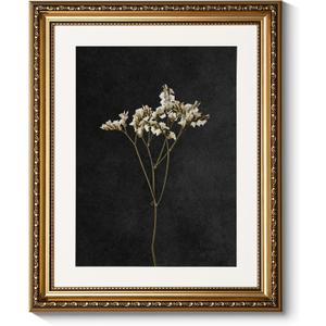 ARPEOTCY Vintage Gold Framed Wall Art, Retro Dark Dried Wildflower Paintings, Canvas Prints Artwork with Antique Frame, Victorian Wall Picture Decor for Room Gallery Living Room, 13x16 inch