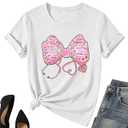 Valentines Nurse Shirt for Women-Valentines Day Bow Short Sleeves Funny Nursing School Tee Tops, Medium