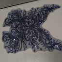 Flower Sequin Appliques, Navy Blue Appliques, Bodice Applique, Beaded Applique for Dresses, Dancewear, Evening Gowns, Apparel and More (Navy Blue)