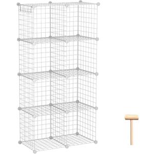 C&AHOME Wire Cube Storage, 8-Cube Organizer Metal C Grids Storage, Storage Bins Shelving, Modular Shelves, DIY Closet Cabinet Ideal for Living Room, Home, Office 24.8" L x 12.4" W x 48.4" H White