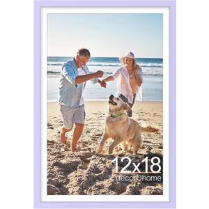 decorUhome 12x18 Picture Frame, Display Pictures 11x17 with Mat or 12x18 without Mat, Wall Mounting Photo Frame, Purple, 1 Pack