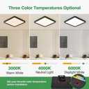 20 Inch Large LED Flush Mount Ceiling Light,45W 4500LM, 3000K/4000K/6000K CCT Selectable,Black Square Low Profile Ceiling Light Firxtue for Bedroom/Kitchen/Living room/Dinning room/Hallway