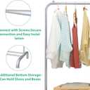 JIUYOTREE Metal Clothing Rack 43.3 Inches Clothes Garment Coat Rack with Bottom Shelf Clothing Rack for Hanging Clothes Coats Skirts Shirts Sweaters Silver Gray