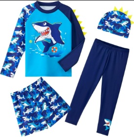 TFJH E 3PCS Kids Boys Long Sleeve Swimsuit UPF 50+ UV Sun Protective Swimwear  Size 130/64