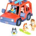 Bluey Heeler 4WD Family Toddler Toy Car with 4 Figures, Surfboards and Sticker Sheet, Pretend Play, Bluey Toys for Kids Ages 3+